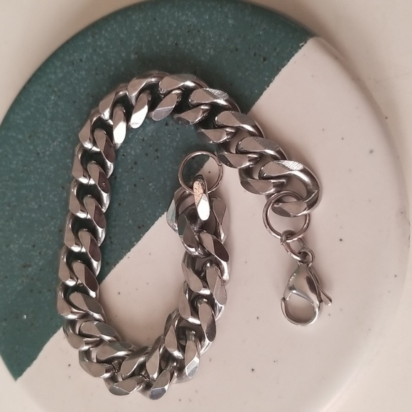 Mens Stainless Steel Cuban Link Bracelet 8mm X 8.5" Excellent Condition - Picture 4 of 9